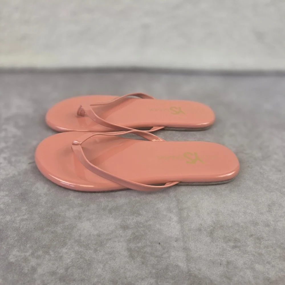 Yosi Samra Miss Rivington Flip Flops Peach Patent Sandals Girls Size 4M KDSP22-1